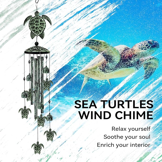 Turtle Wind Chimes for Outside, 36" Large Windchimes Outdoors, Sea Turtle Decor Memorial Wind Chimes for Outdoor, Sympathy Gifts & Home Yard Patio Decoration