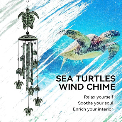 Turtle Wind Chimes for Outside, 36" Large Windchimes Outdoors, Sea Turtle Decor Memorial Wind Chimes for Outdoor, Sympathy Gifts & Home Yard Patio Decoration