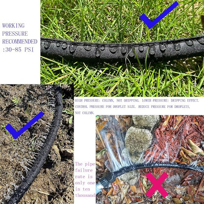 Secbulk 2026 Flat Soaker Hose 75 ft with Stakes for Garden, 75ft Linkable Drip Hose Diy Garden Irrigation System Saving 80% Water, Dual-layer Leak-free Design Water Hose with Holes