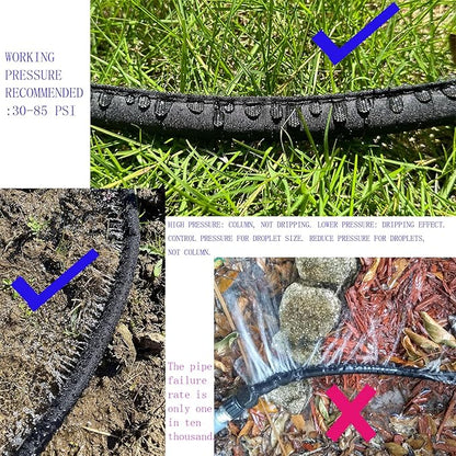 Secbulk 2026 Flat Soaker Hose 200 ft with Stakes for Garden, 50ft x 4 Linkable Drip Hose Diy Garden Irrigation System Saving 80% Water, Dual-layer Leak-free Design Water Hose with Holes