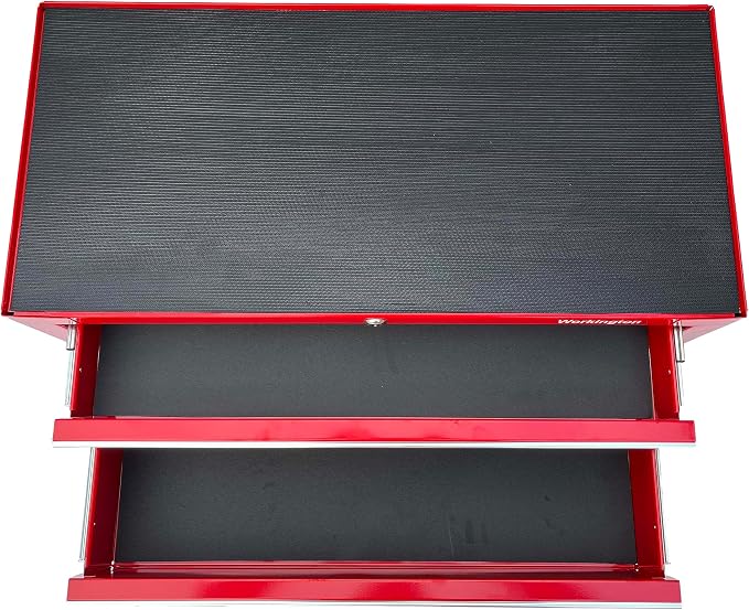 Workington Industrial 2 Drawers Portable Metal Intermediate Box, 26" Middle Tool Chest Cabinet with Ball Bearing Drawer Slides, Steel Tool Storage Box Organizer 4008 Red