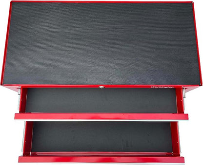 Workington Industrial 2 Drawers Portable Metal Intermediate Box, 26" Middle Tool Chest Cabinet with Ball Bearing Drawer Slides, Steel Tool Storage Box Organizer 4008 Red