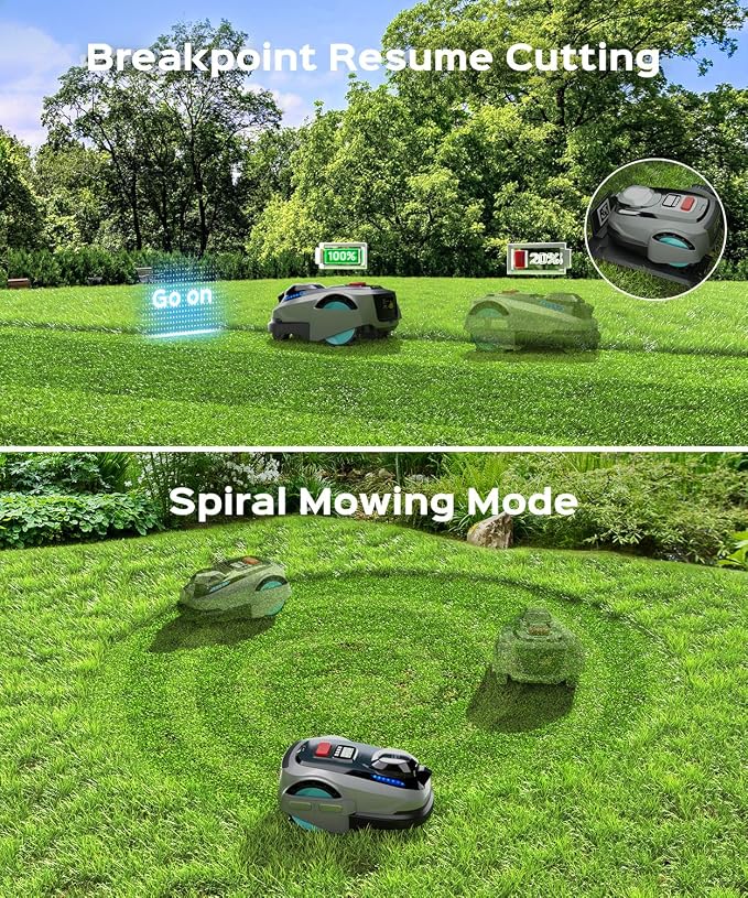 YARDCARE N1600 PRO Wireless Robotic Lawn Mower, RTK & Vision Navigation, Up to 0.4 Acre Coverage, Smart App Control, Multi-Zone Mapping, Systematic Mowing Robot