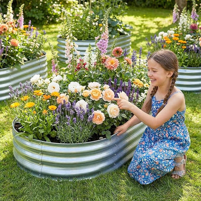 Land Guard 2 Pack 4×2×1ft Galvanized Raised Garden Bed Outdoor, Heavy Duty Bottomless Metal Raised Planter Box for Vegetables, Flowers, Herbs, Backyard Patio Gardening, Silver