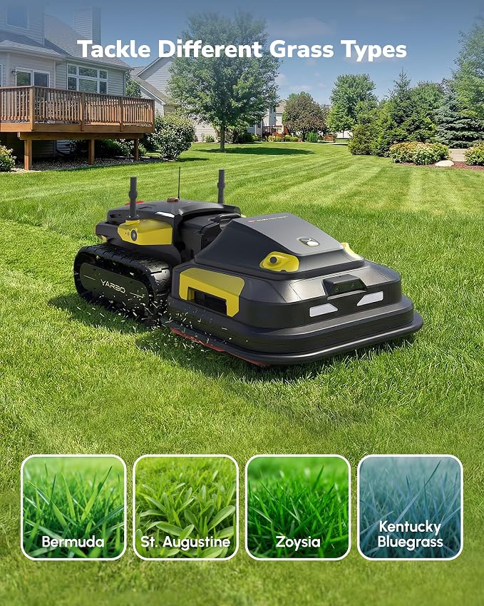 YARBO Robot Lawn Mower Pro with Modular Design for Large Yard up to 6 Acres, Perimeter Wire Free APP Control Robotic Lawnmower with 0.8"-4.0" Cutting Height, AI Vision & RTK for Navigation