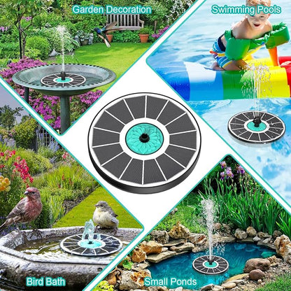 Solar Fountain Cyan Flower, Upgrade 3.5W Solar Bird Bath Fountains, Solar Powered Water Fountain with 7 Nozzles, 4 Fixed Pipes for Hummingbirds, Bird Bath, Garden, Pool, and Pond