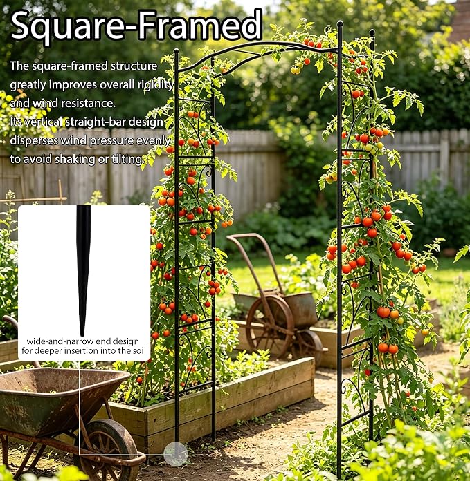 Metal Garden Arbors 93" Thickened Arch Trellis for Climbing Plants | Outdoor Arbor Rustproof Metal Frame Trellises Grapes Rose Yard Entrance Wedding Arched Backdrop Stand Party Event Decoration