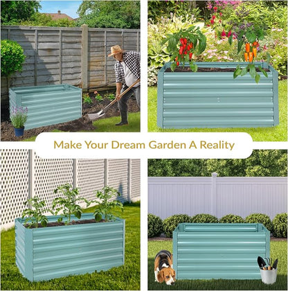 Sunnydaze Galvanized Raised Garden Bed - Outdoor Planter Box for Backyard or Patio - Steel Metal Raised Bed for Gardening Vegetables, Flowers, Herbs - 47 x 23 x 24 in - Green - Rectangle