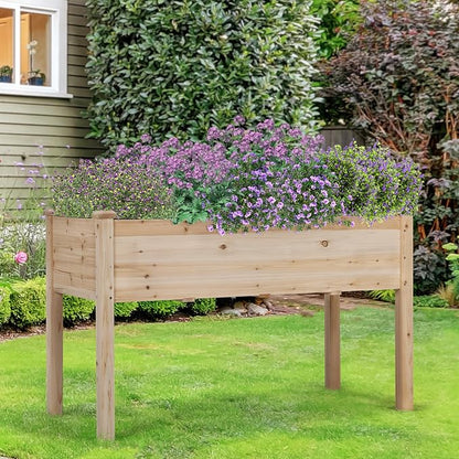Topeakmart Wooden Garden Planter Boxes 48 X 23 X 30in Elevated Raised Garden Bed Outdoor with Legs Wooden Gardening Box for Flower/Vegetable/Herb/Tomato/Backyard/Patio