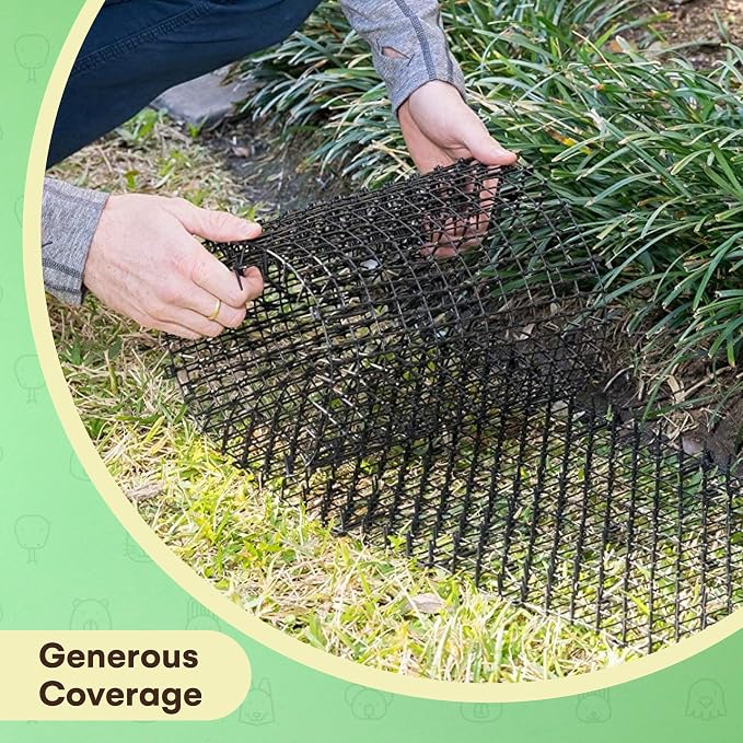 Homarden Black Scat Mat for Cats - 13ft x 11" Plastic Cat Deterrent with Spikes and 12 Garden Staples - Indoor and Outdoor Mat to Protect Furniture and Gardens