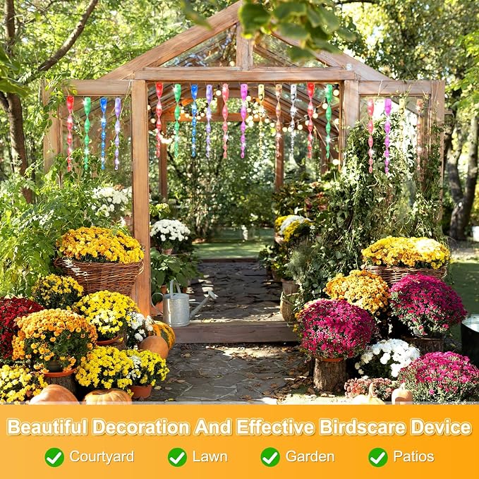 M METERXITY 8-Pack Bird Reflective Rods 11.5 Inch Spiral Bird Scare Rods Hanging Birds Deterrent Device for Yard/Patio/Garden/Farm/Decoration [Silver]