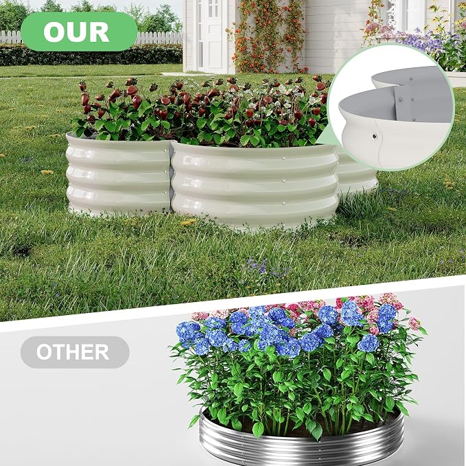 Garvee 2 Pack Galvanized Raised Garden Bed, Outdoor Planter Box with Open Base for Herbs, Veggies & Flowers. Rust-Resistant Raised Garden Beds, Ground-Connected Design for Deep Root Growth | Metal Planter Box Combines into 4 Circles, Open Base for Vegg...