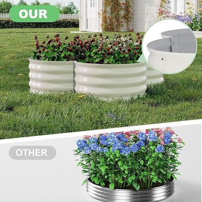Garvee 2 Pack Galvanized Raised Garden Bed, Outdoor Planter Box with Open Base for Herbs, Veggies & Flowers. Rust-Resistant Raised Garden Beds, Ground-Connected Design for Deep Root Growth | Metal Planter Box Combines into 4 Circles, Open Base for Vegg...