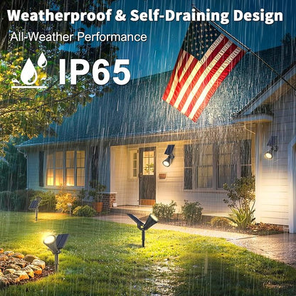 JEJOT 8 Pack Solar Lights Outdoor Waterproof,Warm White Light,2 Lighting Modes,Solar Powered Spotlights for Yard Garden Solar Spot Lights for Flag Landscape Auto On/Off