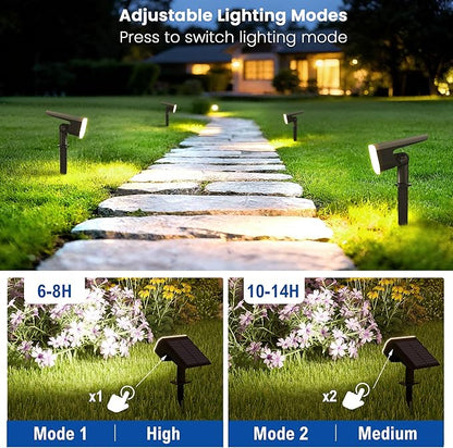 JEJOT Solar Lights Outdoor Waterproof IP65, Super Bright LED with Lens, 6500K 2 Lighting Modes, Solar Powered Yard Garden Solar Spot Lights for Outside Landscape Auto On/Off - 4 Pack