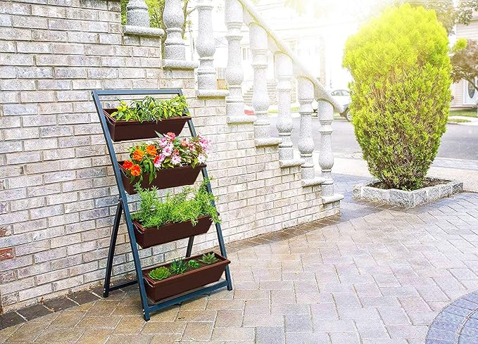 Outland Living 4-Ft Raised Garden Bed - Vertical Garden Freestanding Elevated Planters 4 Container Boxes - Good for Patio Balcony Indoor Outdoor - Perfect to Grow Vegetables Herbs Flowers