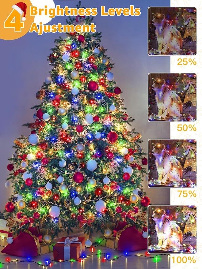 BrightChristmas 328 FT 1000 LED Christmas Lights, Waterproof Outdoor String Lights with Remote and Timer, Christmas Tree Lights with 8 Modes Dimmable, Fairy Lights for Holiday Decor (Multicolor)