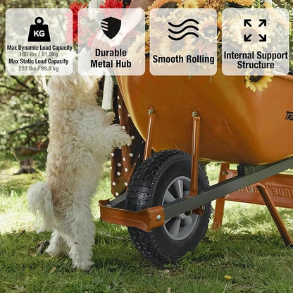 BIG RED Solid Rubber Tires and Wheels, 10 inch Flat Free Tubeless Wheels with 5/8" Axle Bore Hole,2.1" Offset Hub - for Truck, Utility Cart,Wheelbarrow, Dolly, Garden 10" x 2.5"