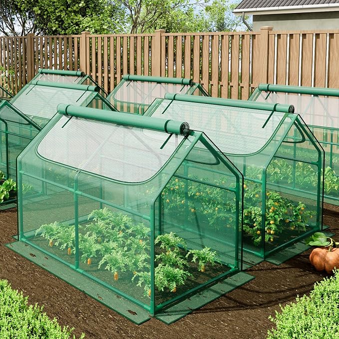 Superlele Mini Greenhouse for Outdoor, 4x2x3FT Portable Greenhouse with 2 Large Zipper Doors, Reinforced Green PE Mesh Cover for Plant Protection and Winter Gardening, Steady Steel Frame