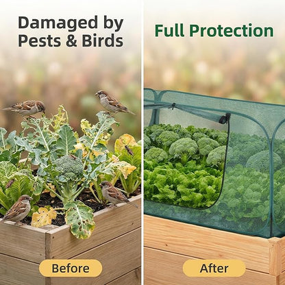 2Pack Raised Garden Bed Covers(45"X22"X18"), Pop Up Mesh Plant & Vegetable Cover,30% Sunblock Plant Shade Tent, Outdoor Planter Protection, Sun & Insect Guard