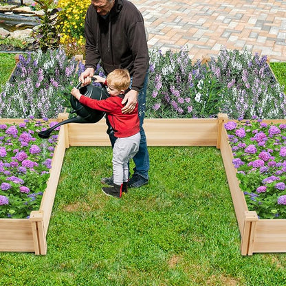 COSTWAY Garden Bed, Wooden Planter Box Stand with Large Planting Space for Vegetables, Fruit, Herbs, Flower, Garden Planting Bed for Backyard, Patio, Balcony