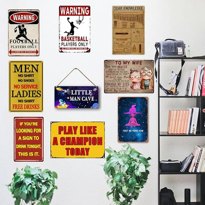 Football Tin Sign Football Decor Gifts For Boys 8-12 Football Posters For Boys Kids Bedroom Stuff Wall Signs Warning Football Players Only All Others Will Be Struck Out 12x8 Inches