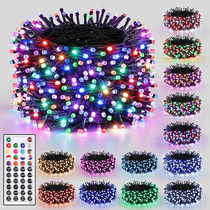 Joomer Christmas String Lights - 100FT 300LED Plug-in RGB String Lights | with Remote, Waterproof Outdoor Indoor with Timer Memory Function for Tree, Yard, Christmas Decor (Non-Connectable)