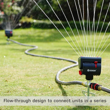 Eden 94145 4-Way Adjustable Mini Turbo Oscillating Sprinkler with Step Spike Gear Drive, Heavy Duty, Gardening Watering System, Lawn & Garden, Coverage up to 4069sq.ft