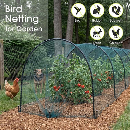 Bird Netting for Garden Protection, 7.5 x 100 FT Heavy Duty Garden Netting with Ties and Landscape Staples for Vegetable, Fruit Trees & Other Plants Against Birds Deer Squirrels and Poultry