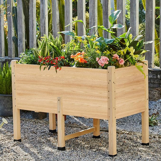 AMERLIFE 4x2 Ft Raised Garden Bed - Features Legs, Drainage Holes, 16 Inch Depth Ideal for Vegetables, Flowers, Herbs, Elevated Wood Planter Box for Balcony, Patio, and Backyard, Easy Assembly