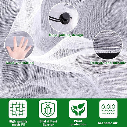 2 Pcs Fruit Tree Netting, 7 x 8 Ft Large Insect Bird Barrier Tree Net with Drawstring, Garden Bird Netting Plant Cover for Protect Plant Fruit Flower from Insect Bird