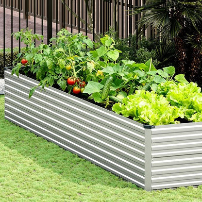 Vengarus 12x2x2ft Galvanized Raised Garden Bed,Metal Raised Beds Kit Silver | 2FT Deep Root Elevated Garden Planter Box, Corrugated Steel, Open Bottom, Rustproof All Weather, Large Vegetable Flower Bed
