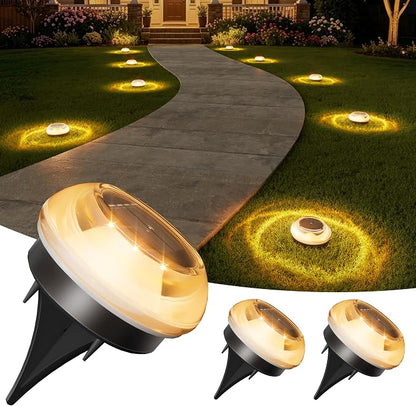 VOLISUN Mini Solar Pathway Lights Outdoor,3 Pack Flat Solar Ground Lights,IP67 Waterproof Solar Powered Disc Lights,Landscape Lighting for Garden Yard Walkway Luces Patio Driveway,Warm White