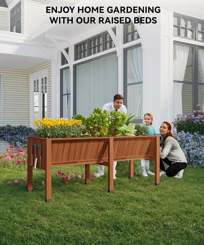 GarveeHome Hooks for 6X2X2.5 ft Raised Garden Bed, Wooden Raised Planter Box Outdoor for Growing Vegetables and Herbs, Depth 13.7 Inch，Planter Raised Beds-Acorn Brown