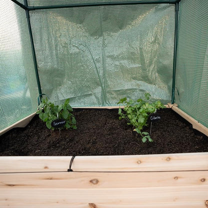Backyard Expressions 36"x24" Elevated Garden Bed with Greenhouse Cover – Raised Wooden Planter Box with Legs, Mini Outdoor Greenhouse, 66" Tall