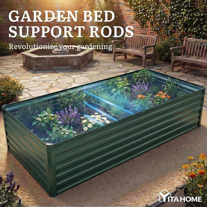 YITAHOME 6x3x2ft Galvanized Raised Garden Bed, Metal Planter Box with Safety Rubber, Gloves, Outdoor Flower Bed for Planting Plants Vegetables, Green