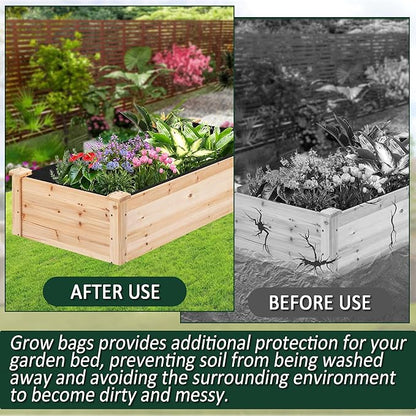 1PCS Raised Garden Bed Liner Fabric Raised Garden Bed Breathable Drainage Rectangle Grow Bags with Handles Fabric Garden Bed for Outdoor Garden Bed Holds Soil - 4ft x 2ft x 1ft