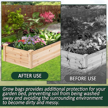 2PCS Raised Garden Bed Liner Fabric Raised Garden Bed Breathable Drainage Rectangle Grow Bags with Handles Fabric Garden Bed for Outdoor Garden Bed Holds Soil - 4ft x 2ft x 1ft