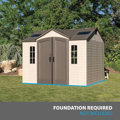 Lifetime 60005 Outdoor Storage Shed with Windows, Skylights and Shelving, 10 x 8 Feet