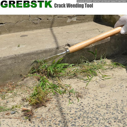 GREBSTK Crack Weeder Crevice Weeding Stainless Steel Sharp Tool, 22 in | Razor-Sharp Rust-Resistant L-Shaped Blade, Solid Beech Wood Non-Slip Handle, for Patio Cracks, Driveway Gaps, Walkway Edging