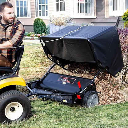 Brinly 54" Tow-Behind Combo Lawn Sweeper with Dethatcher and Hamper Windscreen