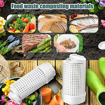 Blosssound 4 Pcs Inground Worm Composter Outdoor Farm Compost Bin Reducing Food Waste Composting Systems Sustainable Worm Composter for Raised Garden Beds at Home