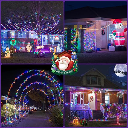 JMEXSUSS 2 Pack Solar String Light 100LED 32.8ft 8 Modes Solar Christmas Lights Waterproof for Gardens, Wedding, Party, Homes, Christmas Tree, Curtains, Outdoors (Multicolor) | Christmas Lights Outdoor Waterproof 8 Modes Solar String Lights for Outside...