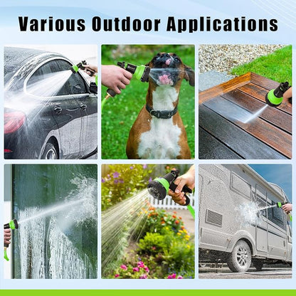 AUTOMAN Coil Garden Hose 15 ft, EVA Curly Water Hose with Brass Connectors, Recoil Garden Water Hose,Includes 7-Pattern Function Sprayer,Retractable,Corrosion Resistant Garden Coil Hose.