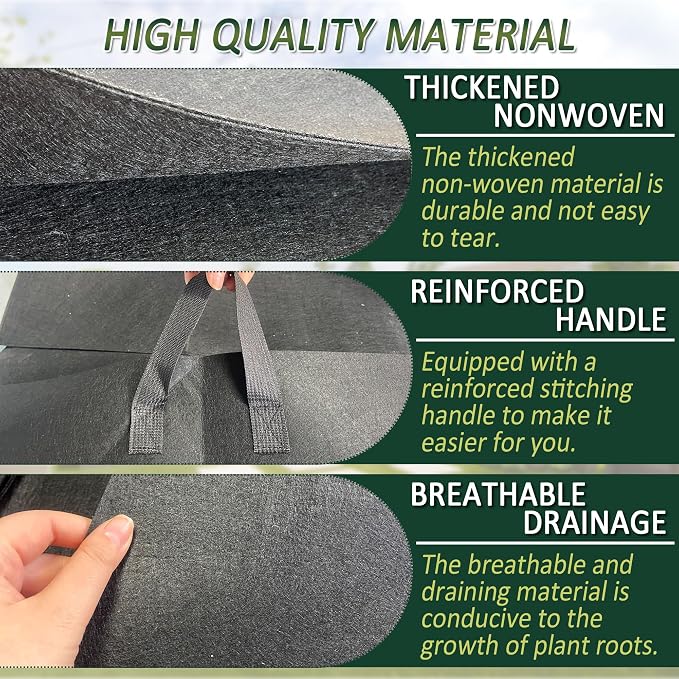 2PCS Raised Garden Bed Liner Fabric Raised Garden Bed Breathable Drainage Rectangle Grow Bags with Handles Fabric Garden Bed for Outdoor Garden Bed Holds Soil - 4ft x 2ft x 1ft