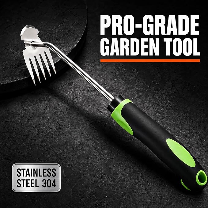 Moorrlii Weed Remover Tool, Hand Weeder Puller Tool, Portable Garden Weeder Tool for Vegetable Gardening Backyard Farm Planting & Uprooting Weeding Tool (Rubber Handle)