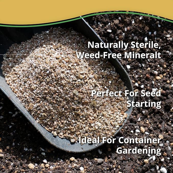 Vermiculite Bliss (8 Qts) - Organic Vermiculite for Gardening - 100% Natural Soil Amendment - Coarse Vermiculite for Plants, Potting Soil, & Seed Starting - Mixes with Garden Soil & Perlite for Plants