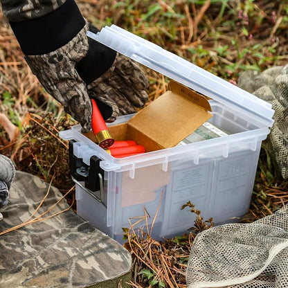 Sheffield Ammo Box Made in USA, Stackable Lockable Ammo Storage Box, Frost | 4 Pack Lockable Storage Box, Water and Dust Resistant Dry Box, Secures Hunting Gear, Gun Accessories, Supplies, and Bullets