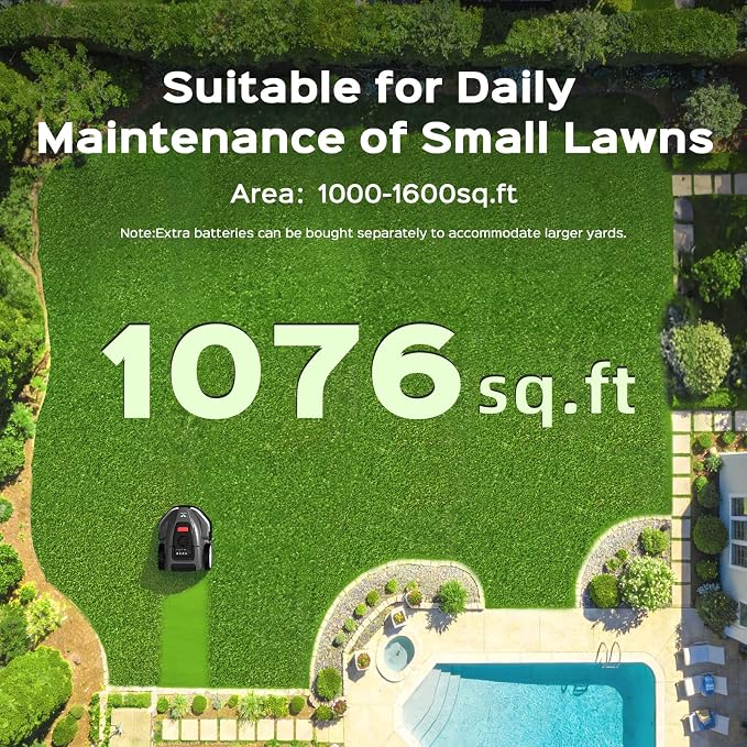 V3 Robotic Lawn Mower with AI Vision Technology, Adjustable Grass Cutting Height, APP Control, Low-Noise Performance, No-Go Zone Function, Efficient Robot Lawn Mower for Small Lawns