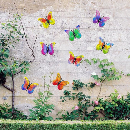 Distella Metal Butterfly Wall Decor, 8 pcs Exquisite Outdoor Wall Art Sculpture Hanging Decoration for Outside Garden Balcony Fence Courtyard Farm Exterior Decorations